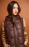 FAUX LEATHER PUFFER VEST