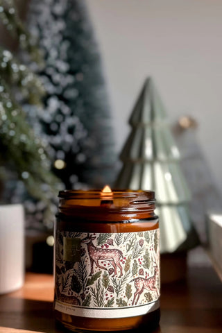 NC CANDLE WOODEN WICK REINDEER
