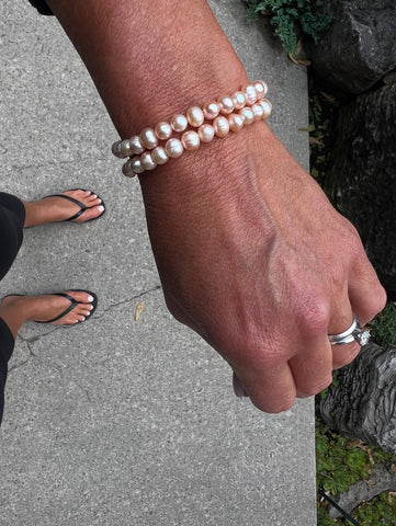 SASKIA DE VRIES BRACELET PINK FRESHWATER PEARL 6.5''