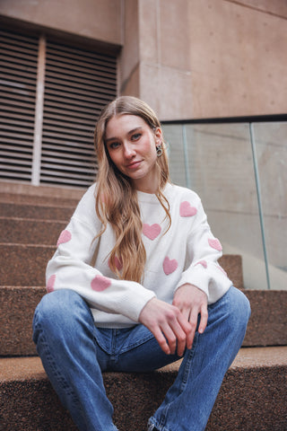 PAPILLON SWEATER PINK HEART