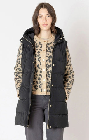 DEX BLACK PUFFER HOODED VEST