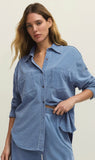 ZSUPPLY REESE JERSEY DENIM BUTTON UP