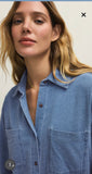 ZSUPPLY REESE JERSEY DENIM BUTTON UP