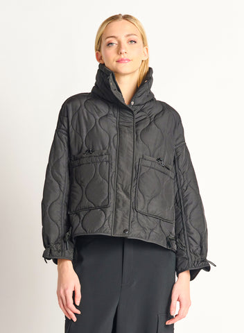 QUILTED DRAWSTRING PUFFER JACKET